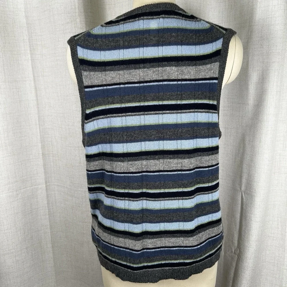 Vintage J. Crew Sweater‎ Vest Men's XL Striped Lambswool Preppy 90s Golf Grandpa